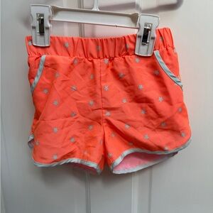 NWOT Okie Dokie 3T Girls Orange and Silver Star Elastic Waist Athletic Shorts